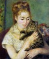 mujer con un gato Pierre Auguste Renoir